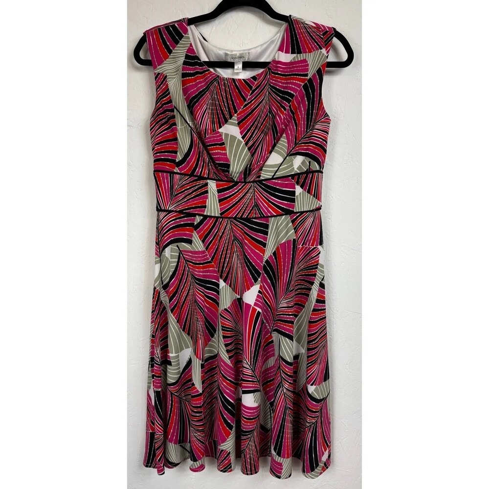 Dressbarn Red and Pink Sleeveless Knee-length Dress Women's Size 8